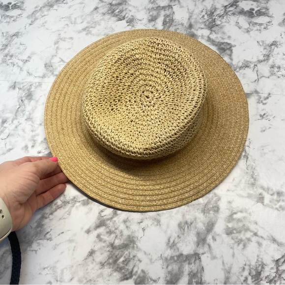 Beach Travel Cream / Tan Lightweight Packable 100% Paper Woven Wide Brim Hat - Picture 4 of 14